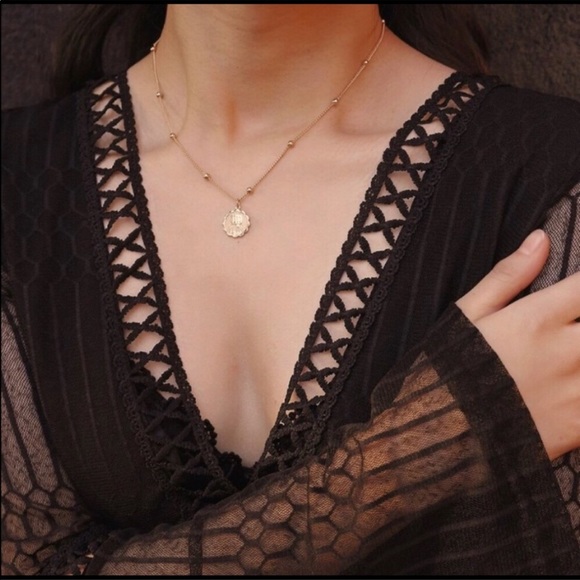 Gold tone zodiac constellation coin necklace - Picture 2 of 6